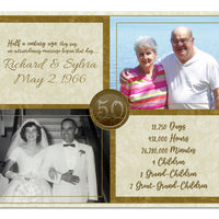 Gold 50th Wedding Anniversary Then and Now Photo Print