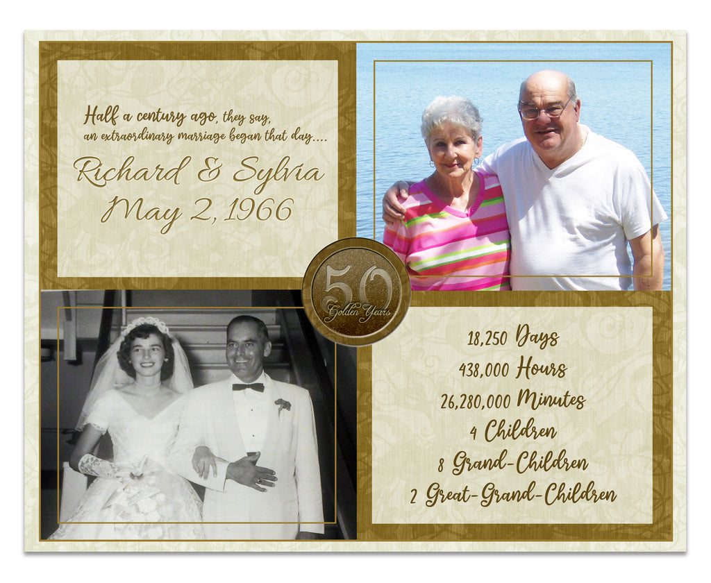 Gold 50th Wedding Anniversary Then and Now Photo Print | Party Print Express Gold 50th Wedding Anniversary Then and Now Photo Print | Party Print Express