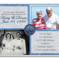 Diamond 60th Wedding Anniversary Then and Now Photo Print