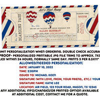 PRINTABLE Balloon Ride Gift Experience Tickets Personalized