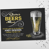 Cheers and Beers Adult Birthday Invitation Chalk