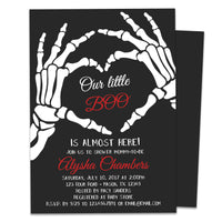 Boys Our Little Boo Skeleton Hands Baby Shower Invitations