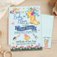 Blue Boys Baby in Bloom Shower Invitations