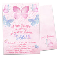 Pink Butterfly Baby Shower Invitations