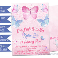 Watercolor Butterfly Birthday Invitations