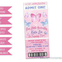 Pink Butterfly Admission Ticket Invitations