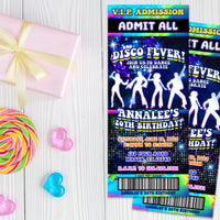 Disco Fever Birthday Party Dance Ticket Invitations