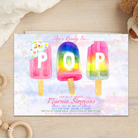 Ready to POP Popsicle Girl Baby Shower Invitations