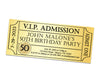 Gold Ticket Birthday Invitations Adult