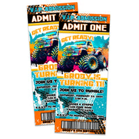 Monster Truck Birthday Ticket Invitations