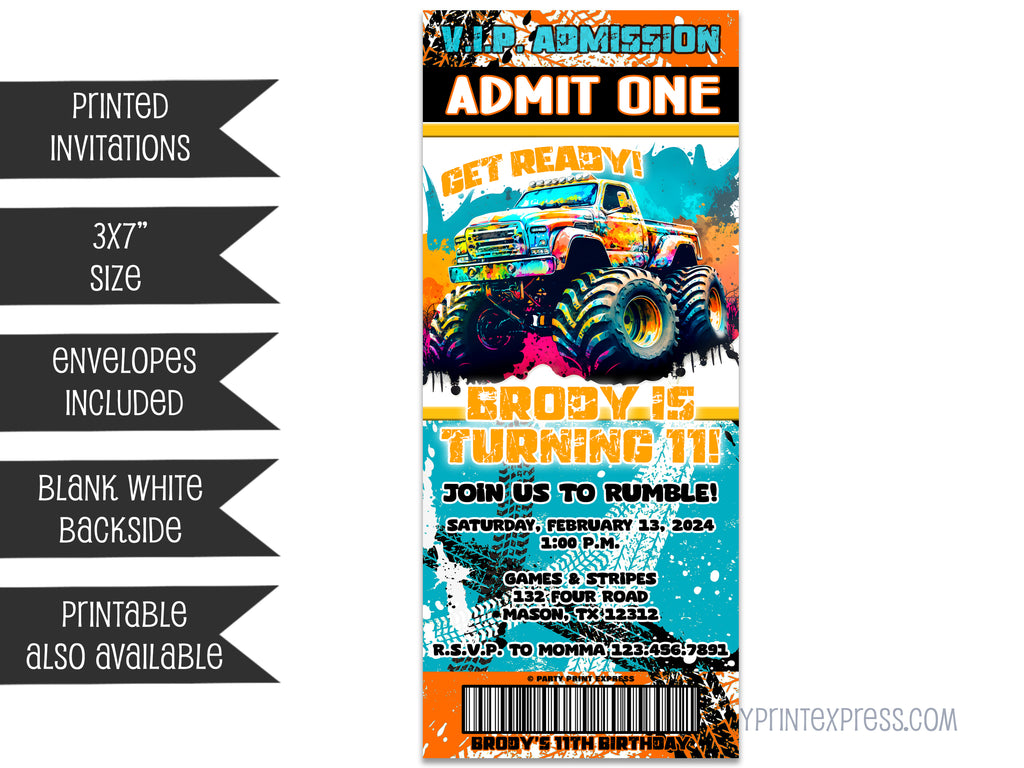 monster-truck-birthday-ticket-invitations-party-print-express for Free Printable Monster Jam Tickets Monster Truck Birthday Ticket Invitations | Party Print Express for Free Printable Monster Jam Tickets