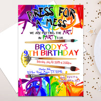 Rainbow Painting Birthday Party Invitations