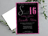Trendy Pink Glitter Sweet 16 Invitations
