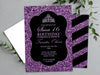 Tiara Purple Glitter Sweet 16 Invitations