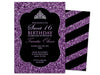 Tiara Purple Glitter Sweet 16 Invitations