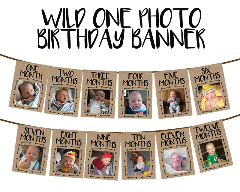 Wild One 1st Birthday Photo Banner