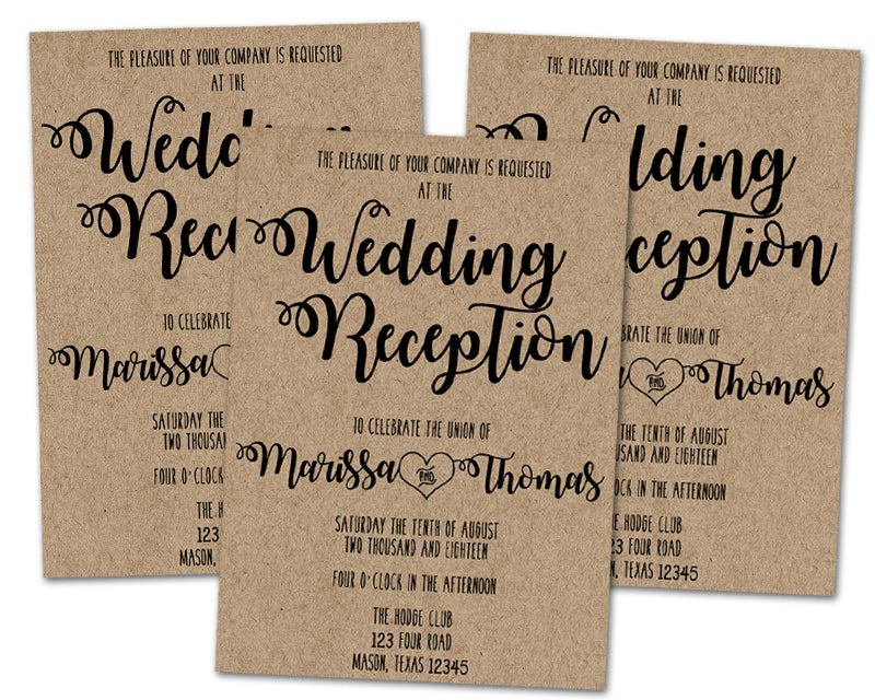 Kraft Paper Wedding Invitation with black lace design
