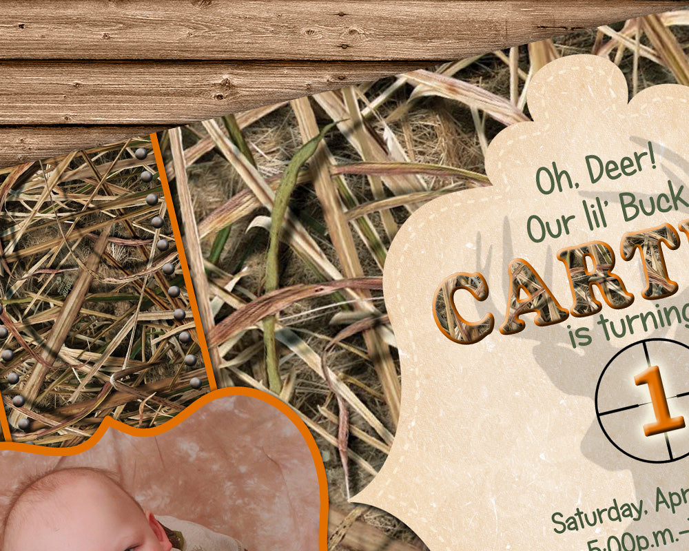 Buck Camouflage Photo Birthday Invitation | Party Print Express buck-camouflage-photo-birthday-invitation-party-print-express