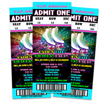 Neon Blue Roller Skating Party Ticket Invitations