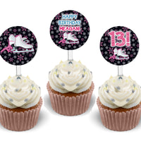 Ice Skating Birthday Cupcake Toppers