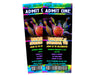 Cosmic Bowling Birthday Ticket Invitations