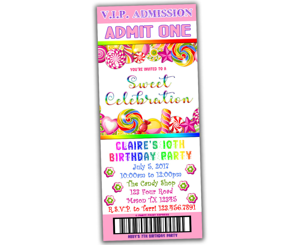 pink-candyland-birthday-ticket-invitations-party-print-express for Free Printable Candyland Birthday Invitations Pink Candyland Birthday Ticket Invitations | Party Print Express for Free Printable Candyland Birthday Invitations