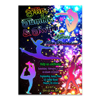 Rainbow Girl Gymnastics Birthday Invitations