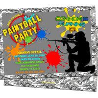 Camo Paintball Birthday Invitation