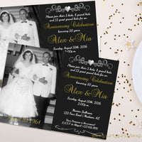 Chalk 50th Wedding Anniversary Invitation Gold