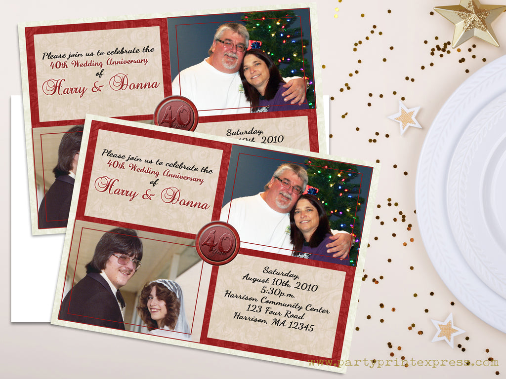 40th Wedding Anniversary Invitations Then and Now Photo