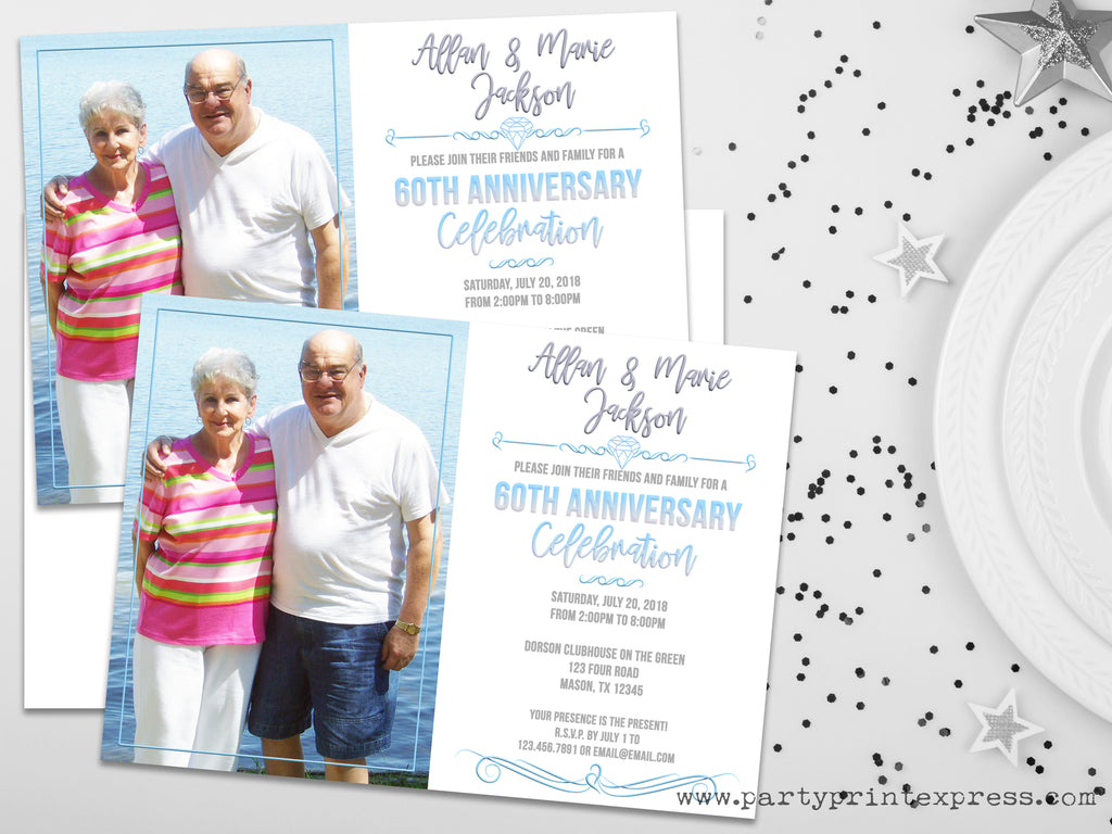 Diamond Wedding Anniversary Invitation - UK