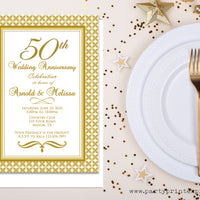 Golden Pattern 50th Wedding Anniversary Invitations