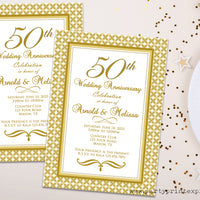Golden Pattern 50th Wedding Anniversary Invitations