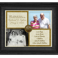 Gold 50th Wedding Anniversary Then and Now Photo Print