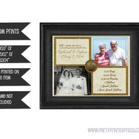 Gold 50th Wedding Anniversary Then and Now Photo Print