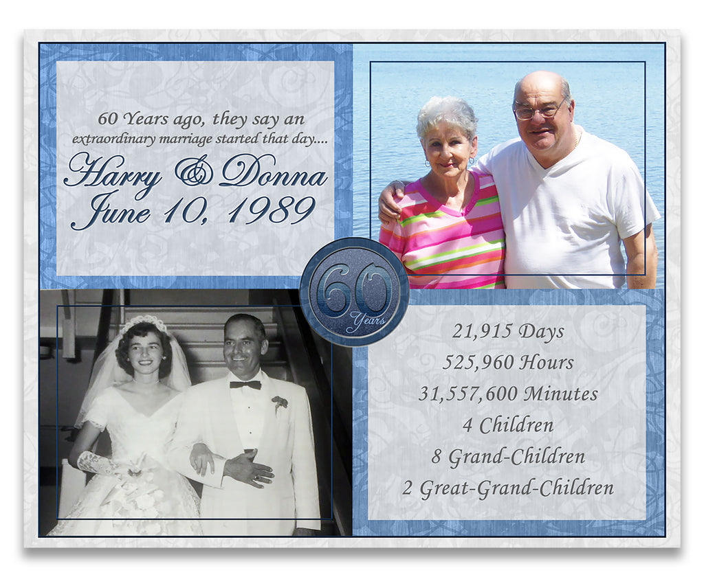 Personalised 60th Diamond Wedding Anniversary Banner - Celebration Party Poster (UK Made)
