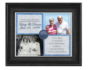 Diamond 60th Wedding Anniversary Then and Now Photo Print