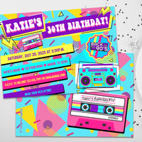 Retro 1990's Birthday Party Invitations