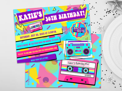 Retro 1990's Birthday Party Invitations