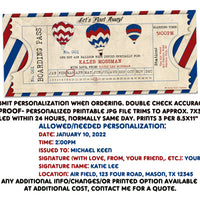 PRINTABLE Balloon Ride Gift Experience Tickets Personalized