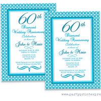 Gatsby Diamond Pattern 60th Wedding Anniversary Invitations