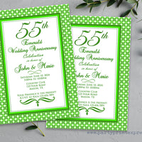 Emerald Pattern 55th Wedding Anniversary Invitations