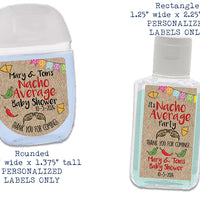 Nacho Average Baby Shower Mini Hand Sanitizer Labels Party Favors