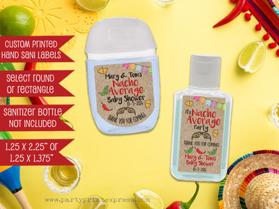 Nacho Average Baby Shower Mini Hand Sanitizer Labels Party Favors