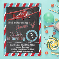 Vintage Chalk Airplane Birthday Invitation