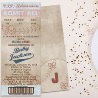 Baseball Gender Reveal Baby Shower Invitations Ticket