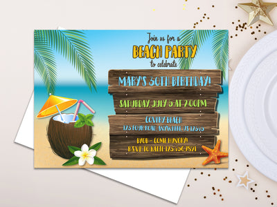Beach Party Birthday Invitations