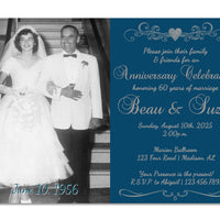 Navy Diamond 60th Wedding Anniversary Invitations