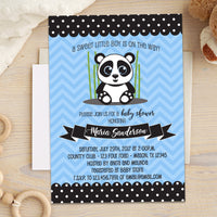 Panda Bear Baby Shower Invitations Boy Neutral