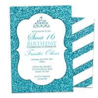 Blue Sweet 16 Tiara Invitation